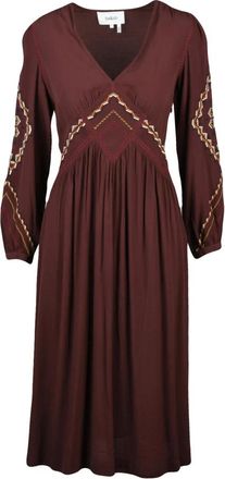 BA&SH Kleedjes, Dames, Bruin, XS, Empire Cut Midi Jurk