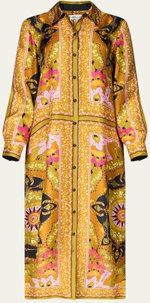 Diane Von F&uuml;rstenberg Carrie Floral-Print Silk Midi Shirtdress