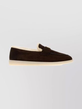Prada suede loafers with round toe and rubber sole