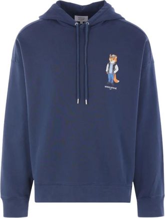Maison Kitsun&eacute; Blauwe Vos Hoodie Oversize Trui - Heren - Hoodies - Blauw - XL - Katoen - Hoodies & sweatvesten