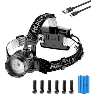 OEM Linterna Frontal Led Recargable Usb-c De 90.000 L&uacute;menes - 4 Modos De Iluminaci&oacute;n - &Aacute;ngulo Ajustable De 90&deg; - Resistente Al Agua Ip65 Para Camping Y Se