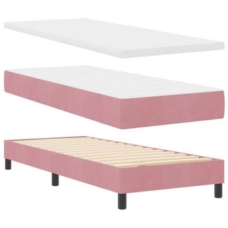 vidaXL Cama Con Somier Y Colch&oacute;n Gris Oscuro 80x200 Cm Terciopelo Rosa Vidaxl