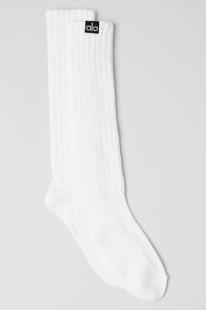 Alo Yoga | Scrunch Socks in White, Size: Medium/Large