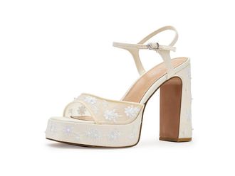 Steve Madden Liandra Womens Sandals White Mesh Embellished : 6.5 M, Leather/Suede