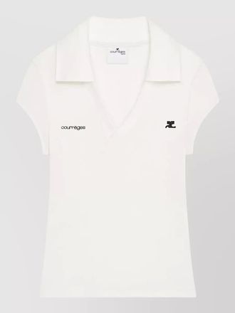 Courr&egrave;ges cropped polo top short sleeves v neck
