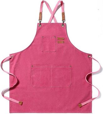 No Brand Delantal De Lona Para Hombre Y Mujer, Delantal De Chef De Algod&oacute;n Ajustable Con 3 Bolsillos, Ideal Para Cocina, Parrilla, Caf&eacute;, Barbacoa, Manualidades
