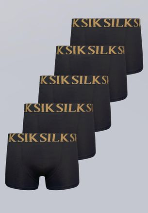 Siksilk Boxers Negros para Hombres, Paquete de 5 XXL