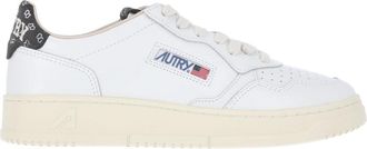 Autry Rounded Toe Low-Top Sneakers with Multicolor Logo Patch