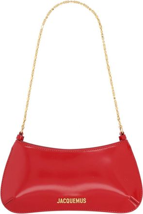 Jacquemus Small Handbag With Gold Chain Strap And Glossy Finish