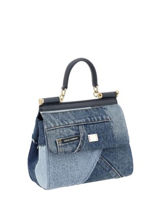 Dolce & Gabbana Womens Sicily Handbag Denim Cotton; Lamb Ovis Aries Handbags Hand Bags