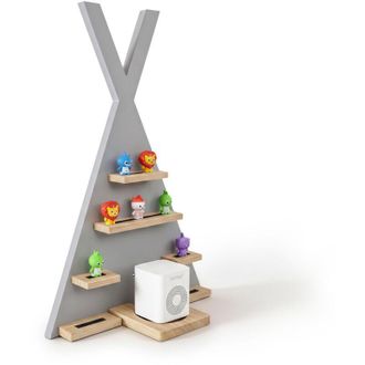 Relaxdays Relaxdays Toniebox shelf, magnetic, for Toniebox & 34 Tonies, tent-shaped, HxWxD: 69x49x9 cm, grey