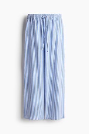 H&M Baumwollhose mit Kordelzug - Weiss/Blau Gestreift