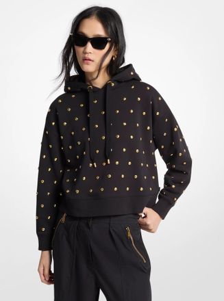 Michael Kors Dome Studded Cotton Cropped Hoodie