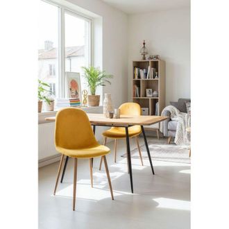 Regalos Miguel Sillas Comedor - Silla Teok Terciopelo - Amarillo