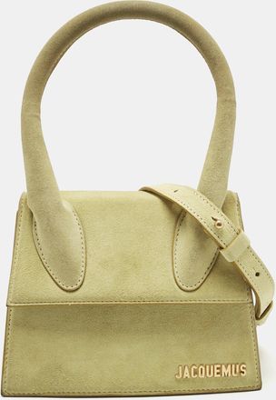Jacquemus Light Green Suede Le Chiquito Moyen Top Handle Bag