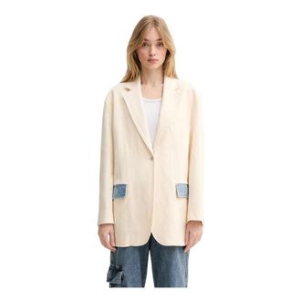 Moschino Enkelrijige Blazer - Dames - Blazers - Beige - S - Katoen - Jassen