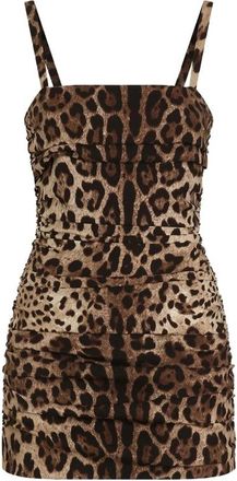 Dolce & Gabbana Leo-print Charmeuse Jurk - Dames - Feestkleedjes - Veelkleurig - XS - Kleedjes