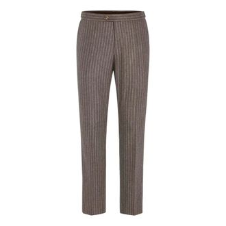 Oscar Jacobson Pantalones de lana con raya diplom&aacute;tica Dandy - Trousers - Hombre - Marr&oacute;n - 2XL