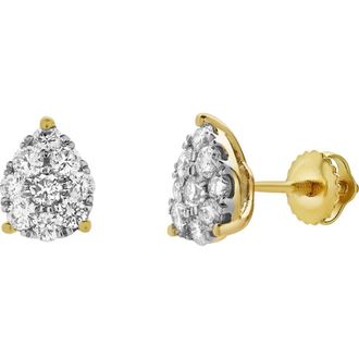 LuvMyJewelry Poire 14K Yellow Gold Cluster Lab Grown Diamond Unisex Earrings - 0.72 Cts at Nordstrom
