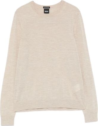 HUGO BOSS Trui met ronde hals - Dames - Ronde hals truien - Beige - L - Wol - Truien & Vesten