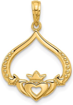 Diamond2Deal 14k Yellow Gold Polished Claddagh Pendant