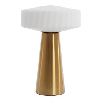 Light & Living L&aacute;mpara De Mesa - Pleat - Dorado Blanco - Vidrio - Light&living