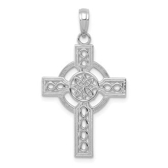 Diamond2Deal 14k Gold Diamond-cut Celtic Cross Pendant