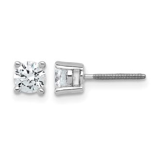 Diamond2Deal 14k White Gold 3/4 ct Round Lab Grown Diamond Stud Earrings Screw Back VS Clarity, D-E Color
