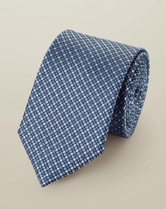CHARLES TYRWHITT Silk Semi-Plain Tie - Steel Blue Size OSFA by Charles Tyrwhitt