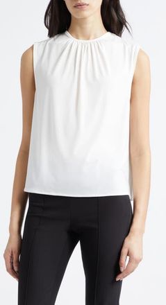 Vince Gathered Jewel Neck Top in Off White at Nordstrom, Size Xx-Small