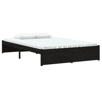 Berkfield Home Beautiful Bed Frame Black Solid Wood 120x190 cm Small Double