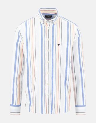 Fynch-Hatton Mens Colourful Oxford Stripes Shirt Poppy Red - White - Size: 44/Regular