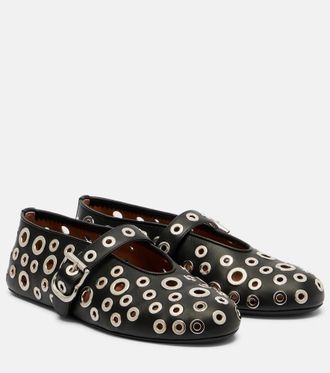 Alaia Ala&iuml;a Studded leather ballet flats