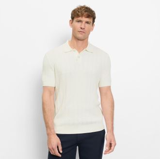 Olymp Kurzarmshirt OLYMP, Herren, Gr. XXL, off, Strick, Obermaterial: 54% Baumwolle, 46% Polyester, unifarben mit Farbeins&auml;tzen, regular fit h&uuml;ftbedeckend, 