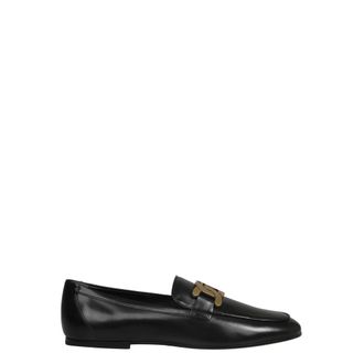 Tod's Tods, Loafers, female, Black, Size: 7 1/2 US Chain Horsebit Leather Loafers