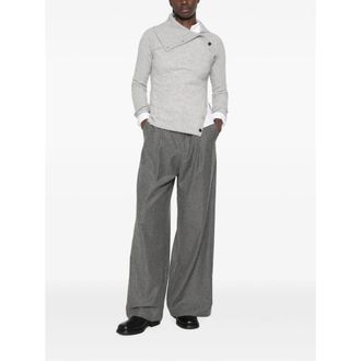 Sportmax Collared Virgin Wool Knit Sweater - Gray