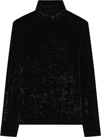 Dries Van Noten T-shirt a maniche lunghe in velluto - Nero