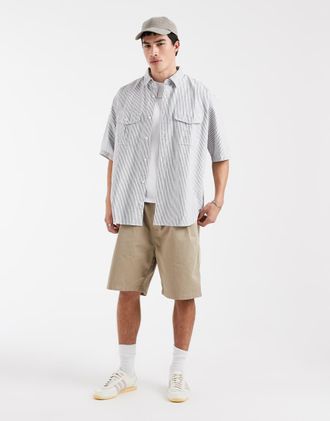 Levi's Pacifica - Camicia ampia a maniche corte nera a righe-Nero