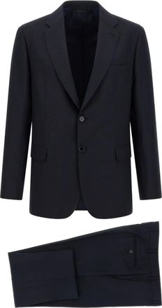 Brioni Completo monopetto in lana con revers a lancia - Blu