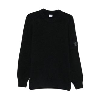 C.P. Company C.p. Company - Lens Crew Neck Sweater - Heren - Truien - Zwart - Maat: 2XL Wol