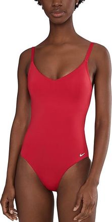 Nike Effortless Essential V-neck One Piece Womens Swimsuits One Piece Gym Red : XS, Polyester/Spandex