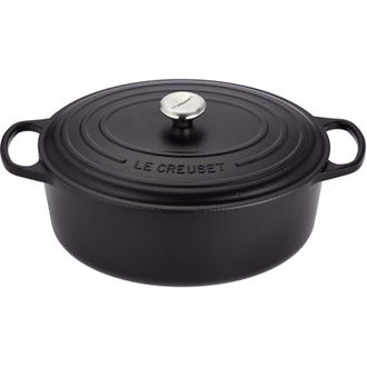 LE CREUSET Cocotte Oval De Hierro Fundido, 35 Cm, 8, 9 L, Todas Las Fuentes De Calor Incluso Inducci&oacute;n, Negro Mate, 21178350000430