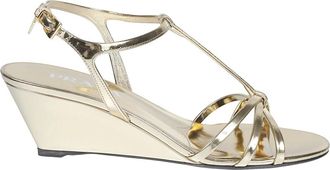 Prada Schoenen, Dames, Geel, 39 EU, Leer, Metallic Leather Sandalen