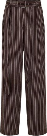 Iceberg Rechte Viscose Broek met Strepen - Dames - Straight fit broeken - Bruin - XS - Broeken