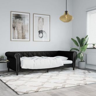 vidaXL Sof&aacute; Cama Sin Colch&oacute;n Cuero Sint&eacute;tico Negro 90x190 Cm Vidaxl