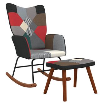 vidaXL Mecedora Con Taburete Tela Patchwork Vidaxl