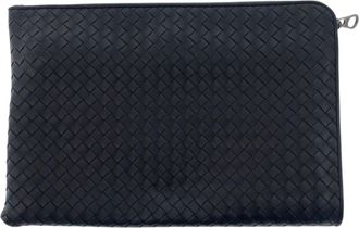 Bottega Veneta Black Intrecciato Clutch Bag (Pre-Owned)