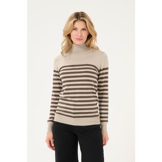 Kaffe KAlizza Roll Neck Slim Fit Pullover in Feather Gray/Brown at Nordstrom, Size X-Small