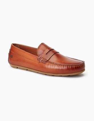 base Mens Base London Collins Driver Leather Mens Burnt Tan Loafers - Brown - Size: 12