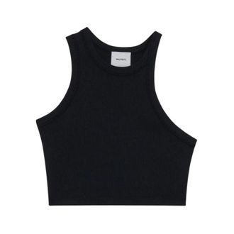 Halfboy Crop Tank Top - Dames - Tops zonder mouwen - Zwart - L - Katoen - Tops